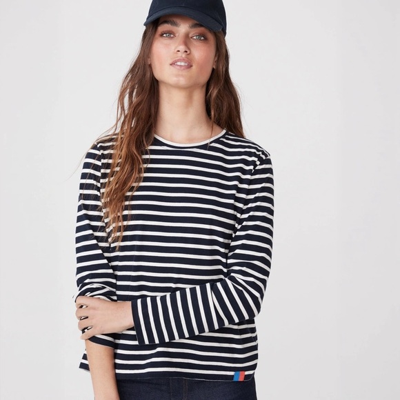 Kule navy & white stripe long sleeve tee shirt | The Modern Long - Medium - Picture 1 of 5